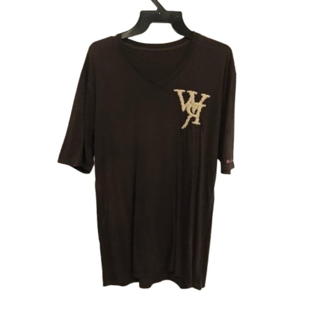 😀 3 for $20 NWOT William Rast Medium Brown Embroidered Logo T-Shirt Tee Top NEW
